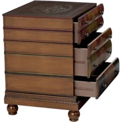 Crestview Collection Vintage Traditional Chestnut Wood Rectangular Accent Side End Table 23" X 20" With 3-Drawer Brown Golden Library Book For Spaces -Baxton Studio Sales Shop GUEST 4b0481ed 0cab 4ef2 9f19 b03824a48a61