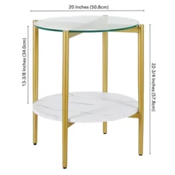 Gold Finish Side Table With Faux Marble Shelf - Henn&Hart -Baxton Studio Sales Shop GUEST 4d526c45 d85d 43ba bc43 fbd1453e9631
