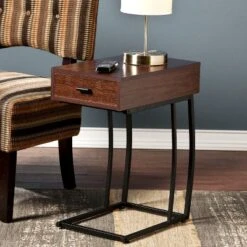 Southern Enterprises Side Table With USB Brown - Aiden Lane