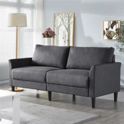 Yaheetech Modern Loveseat Sofa Couch 2-Seater Linen Fabric Upholstery Sofa Couch-Gray