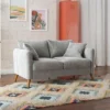Magnolia 2 Seater Loveseat Sofa With Pillows Pocket Coil Seating Light Gray Velvet - Novogratz