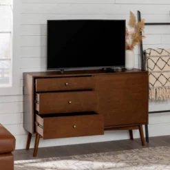 Mid-Century Modern With Closed Storage TV Stand For TVs Up To 58" Walnut - Saracina Home 26 Mid-Century Modern With Closed Storage TV Stand For TVs Up To 58" Walnut - Saracina Home -Baxton Studio Sales Shop GUEST 54c83906 77ba 4118 b803 113db40fdb4a