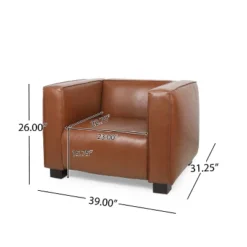 Goyette Contemporary Faux Leather Club Chair Cognac Brown/Dark Walnut - Christopher Knight Home -Baxton Studio Sales Shop GUEST 55d77b12 2971 4f95 84c2 f8d1e9955926