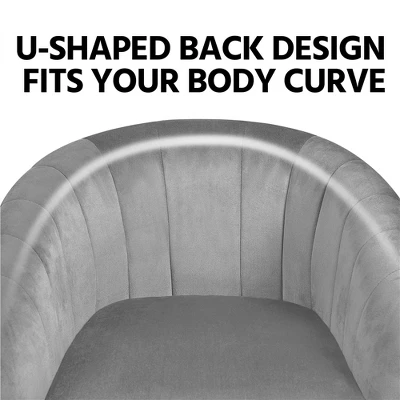 Yaheetech Velvet Accent Armchair Barrel Chair With Metal Legs For Living Room 6 Yaheetech Velvet Accent Armchair Barrel Chair With Metal Legs For Living Room - Image 6