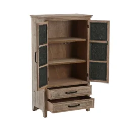 LuxenHome Farmhouse Wood And Metal 2-Drawer 2-Door Storage Cabinet. -Baxton Studio Sales Shop GUEST 59e77019 18f6 4b90 85a9 0c18a20f0d71