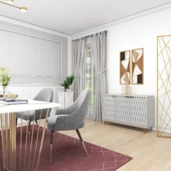 Contemporary Carved Woven Pattern Wood 3 Door Cabinet White - Olivia & May -Baxton Studio Sales Shop GUEST 5a837f5c b9b6 4841 b501 cbbcc2302d5b