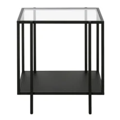Black Bronze Side Table With Metal Shelf - Henn&Hart