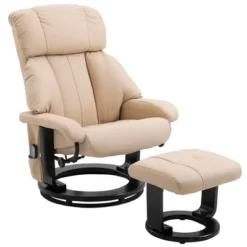 HOMCOM Recliner With Ottoman Footrest, Recliner Chair With Vibration Massage, Faux Leather And Swivel Wood Base For Living Room And Bedroom -Baxton Studio Sales Shop GUEST 5fca4e42 ae99 4a6d b7d6 3e0f40e030e1