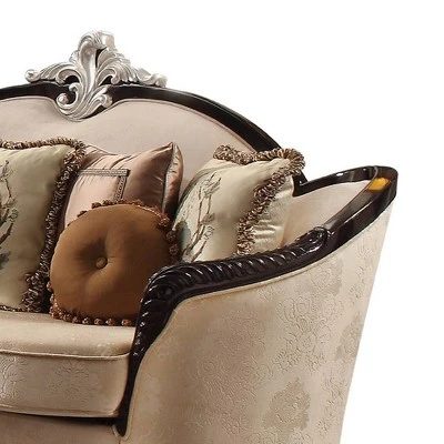 91" Ernestine Sofa Tan Fabric/Black - Acme Furniture 1 91" Ernestine Sofa Tan Fabric/Black - Acme Furniture