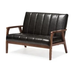 Nikko Mid-Century Modern Scandinavian Style Faux Leather Wooden 2 Seater Loveseat - Baxton Studio 8 Nikko Mid-Century Modern Scandinavian Style Faux Leather Wooden 2 Seater Loveseat - Baxton Studio -Baxton Studio Sales Shop GUEST 635cadfc 7b9f 43ca 868e 5d6c3e969e1a