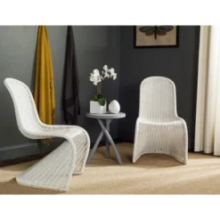 Tana Wicker Side Chair (Set Of 2) - White - Safavieh