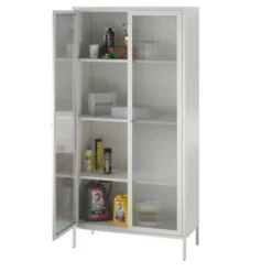 RealRooms Shadwick 2 Door Tall Metal Locker Style Storage Cabinet-Fluted Glass Doors 7 RealRooms Shadwick 2 Door Tall Metal Locker Style Storage Cabinet-Fluted Glass Doors -Baxton Studio Sales Shop GUEST 6a5f4c0b 64a8 4a40 9489 7af1f28c7ad3