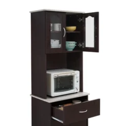 Hodedah HIK94 Kitchen China Cabinet W/ Transparent Doors, 4 Shelves, Choco-Grey -Baxton Studio Sales Shop GUEST 6aad3d36 9b5e 4ff3 a533 450e09f8d52e