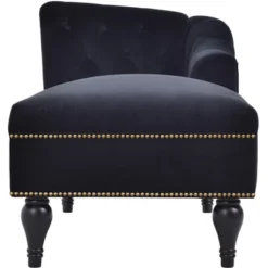 58" Velvet Chaise Lounge, Button Tufted Right Arm Facing Sleeper Lounge Chair With Nailhead Trim & Solid Wood Legs Black-ModernLuxe -Baxton Studio Sales Shop GUEST 6d0cb628 3472 434b 971c f452ce0aee29