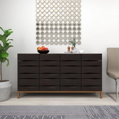 Contemporary Bold Facet Carved Wood Buffet Cabinet Brown - Olivia & May 12 Contemporary Bold Facet Carved Wood Buffet Cabinet Brown - Olivia & May - Image 12