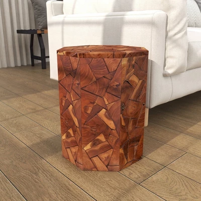 Contemporary Teak Wood Round Accent Table Brown - Olivia & May 10 Contemporary Teak Wood Round Accent Table Brown - Olivia & May - Image 10