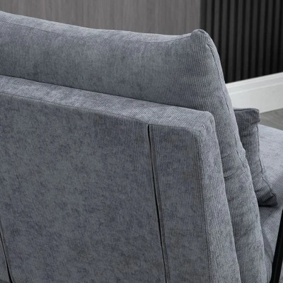 HOMCOM Accent Chair With Ottoman, Reclining Comfy Chair With Adjustable Backrest, Steel Frame And Pillow For Living Room, Bedroom 4 HOMCOM Accent Chair With Ottoman, Reclining Comfy Chair With Adjustable Backrest, Steel Frame And Pillow For Living Room, Bedroom - Image 4