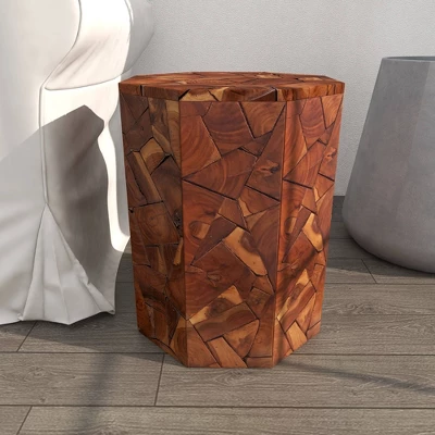 Contemporary Teak Wood Round Accent Table Brown - Olivia & May 13 Contemporary Teak Wood Round Accent Table Brown - Olivia & May - Image 13