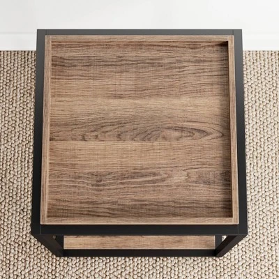 Nash Industrial Modern Wood Tray Top Side Table - Nathan James 4 Nash Industrial Modern Wood Tray Top Side Table - Nathan James - Image 4