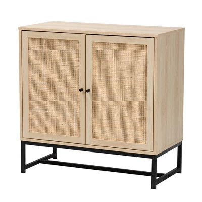 Caterina Wood And Natural Rattan 2 Door Storage Cabinet Natural Brown/Black - Baxton Studio 1 Caterina Wood And Natural Rattan 2 Door Storage Cabinet Natural Brown/Black - Baxton Studio