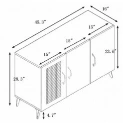 Freya Natural 16"D X 45.3"W X 28.3"H Three Door Rattan Net Side Cabinet With Adjustable Inner Shelves-Maison Boucle -Baxton Studio Sales Shop GUEST 7776883c f88d 4431 8a74 e62bc5034dbf