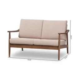 Venza Mid-Modern Walnut Wood Fabric Upholstered 2 Seater Loveseat Light Brown - Baxton Studio -Baxton Studio Sales Shop GUEST 7835925c 9b0c 4a84 adac 23c3aeba3540