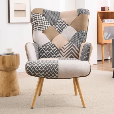 FERPIT Upholstered Wingback Accent Chair & Rocking Chair With Rubberwood Legs & Rockers 7 FERPIT Upholstered Wingback Accent Chair & Rocking Chair With Rubberwood Legs & Rockers - Image 7