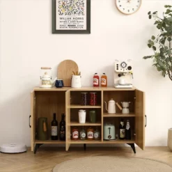 Freya Natural 16"D X 45.3"W X 28.3"H Three Door Rattan Net Side Cabinet With Adjustable Inner Shelves-Maison Boucle -Baxton Studio Sales Shop GUEST 7be2e0fb 0f88 4341 aaaa 353a105d7415