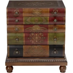 Crestview Collection Vintage Traditional Chestnut Wood Rectangular Accent Side End Table 23" X 20" With 3-Drawer Brown Golden Library Book For Spaces -Baxton Studio Sales Shop GUEST 7c729436 c153 4008 93c7 48fe37fc07b0