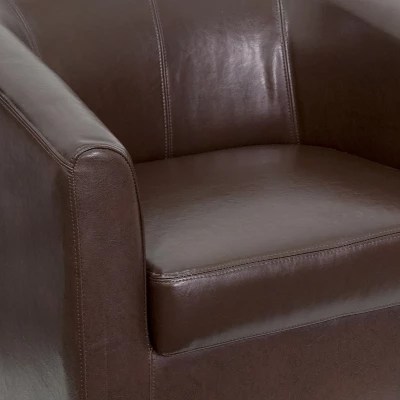 Emma And Oliver Leather Lounge Chair With Sloping Arms 4 Emma And Oliver Leather Lounge Chair With Sloping Arms - Image 4