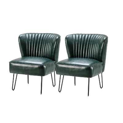 Set Of 2 Eustacio Mid-back Vegan Leather Accent Side Chair | Karat Home-TURQUOISE 15 Set Of 2 Eustacio Mid-back Vegan Leather Accent Side Chair | Karat Home-TURQUOISE - Image 15