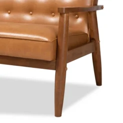 Sorrento Mid-Century Faux Leather Upholstered Wood Sofa Walnut/Brown - Baxton Studio 11 Sorrento Mid-Century Faux Leather Upholstered Wood Sofa Walnut/Brown - Baxton Studio -Baxton Studio Sales Shop GUEST 884d9ad7 85eb 4387 a91e 1d66b61b913c