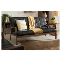 Nikko Mid-Century Modern Scandinavian Style Faux Leather Wooden 3 Seater Sofa - Baxton Studio 7 Nikko Mid-Century Modern Scandinavian Style Faux Leather Wooden 3 Seater Sofa - Baxton Studio -Baxton Studio Sales Shop GUEST 8bb4759d aa38 4680 9a30 4f5ce10a8086