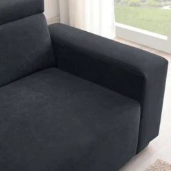 87" Velvet 2-Seater Sectional Sofa With Multi-Angle Adjustable Headrest - ModernLuxe -Baxton Studio Sales Shop GUEST 90a8b630 5009 4f44 bad1 e66433786ff0