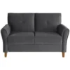Dunleith Modern Contemporary Velvet Tufted Loveseat In Gray And Walnut - Lexicon