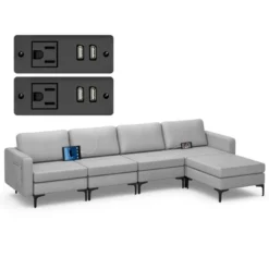 Costway Modular L-shaped Sectional Sofa W/ Reversible Chaise & 4 USB Ports -Baxton Studio Sales Shop GUEST 931b2a1a 7c38 4dc9 828e 312e67ec42c7