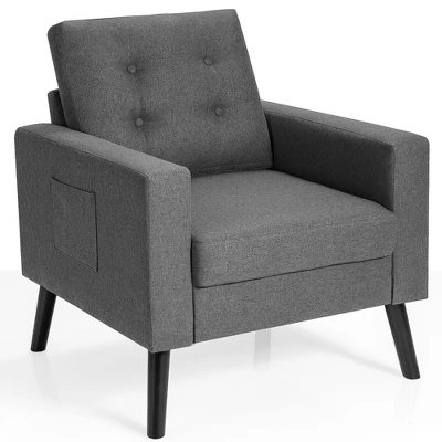 Modern Accent Armchair Upholstered Single Sofa Chair W/ 2-Side Pockets NavyBeigeGrey 11 Modern Accent Armchair Upholstered Single Sofa Chair W/ 2-Side Pockets NavyBeigeGrey - Image 11
