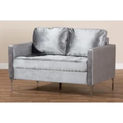 Baxton Studio Clara Velvet Fabric Upholstered 2 Seater Loveseat Gray - BaxtonStudio 12 Baxton Studio Clara Velvet Fabric Upholstered 2 Seater Loveseat Gray - BaxtonStudio -Baxton Studio Sales Shop GUEST 981103ea 6f6c 410d 8970 3b0e9fcabfc2