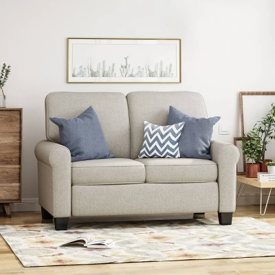 Bernietta Mid-Century Modern Minimal Loveseat Beige - Christopher Knight Home 1 Bernietta Mid-Century Modern Minimal Loveseat Beige - Christopher Knight Home