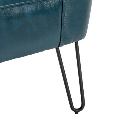 Set Of 2 Eustacio Mid-back Vegan Leather Accent Side Chair | Karat Home-TURQUOISE 8 Set Of 2 Eustacio Mid-back Vegan Leather Accent Side Chair | Karat Home-TURQUOISE - Image 8