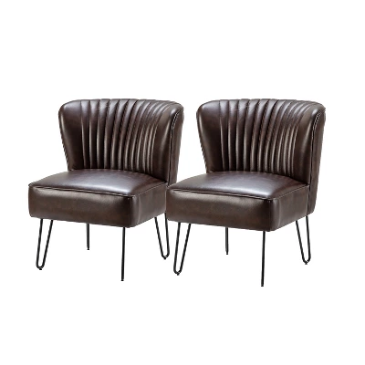 Set Of 2 Eustacio Mid-back Vegan Leather Accent Side Chair | Karat Home-TURQUOISE 18 Set Of 2 Eustacio Mid-back Vegan Leather Accent Side Chair | Karat Home-TURQUOISE - Image 18