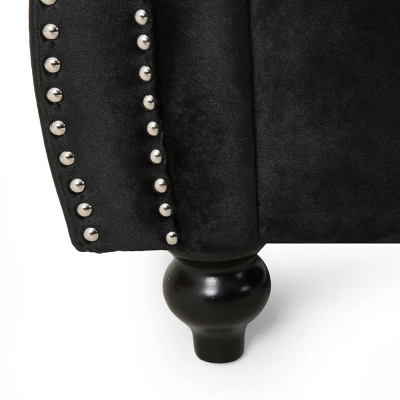 Glenmont Modern Glam Channel Stitch Velvet Loveseat With Nailhead Trim - Christopher Knight Home 2 Glenmont Modern Glam Channel Stitch Velvet Loveseat With Nailhead Trim - Christopher Knight Home - Image 2