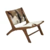 Set Of 2 Rustic Goat Leather And Teak Accent Chairs Brown - Olivia & May