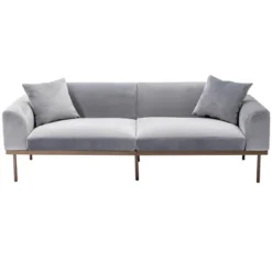 Modern Velvet Loveseat Sofa With Metal Legs And Two Pillows-ModernLuxe -Baxton Studio Sales Shop GUEST a0c26083 dfb0 4b01 8d08 97e0614cc543