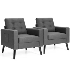 Costway Set Of 2 Accent Armchairs Upholstered Single Sofa Chairs W/ 2-Side Pockets -Baxton Studio Sales Shop GUEST a24055ae 5974 42c9 9784 25533c62bd07