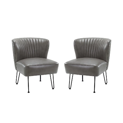 Set Of 2 Eustacio Mid-back Vegan Leather Accent Side Chair | Karat Home-TURQUOISE 14 Set Of 2 Eustacio Mid-back Vegan Leather Accent Side Chair | Karat Home-TURQUOISE - Image 14