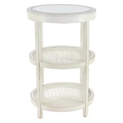 Metal And Wood 3 Tier Round Accent Table White - Olivia & May