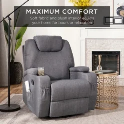 Best Choice Products Executive Swivel Massage Recliner Chair W/ Remote Control, 5 Modes, 2 Cup Holders - Gray -Baxton Studio Sales Shop GUEST a26fac0c 9ae9 48af 9a67 040dbc8b1bf3