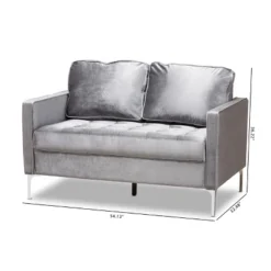 Baxton Studio Clara Velvet Fabric Upholstered 2 Seater Loveseat Gray - BaxtonStudio 13 Baxton Studio Clara Velvet Fabric Upholstered 2 Seater Loveseat Gray - BaxtonStudio -Baxton Studio Sales Shop GUEST a4715d64 87a8 4209 937c d4e7827fb55a