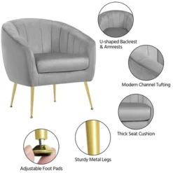 Yaheetech Velvet Accent Armchair Barrel Chair With Metal Legs For Living Room 11 Yaheetech Velvet Accent Armchair Barrel Chair With Metal Legs For Living Room -Baxton Studio Sales Shop GUEST a5113780 914b 4811 8b42 f06dfd95ce19
